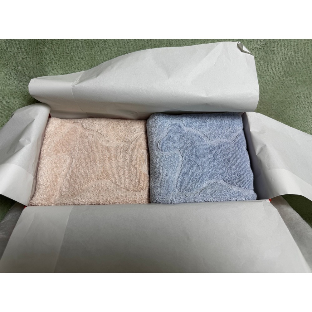 Hermes Carre Dada Wash Cloth Set 2pc Rocking Horse Pink Blue 101207M-03